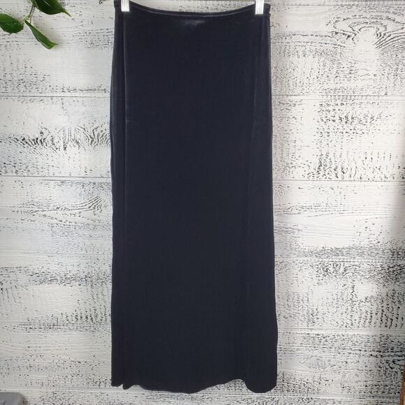 Vintage Maria Gabrielle Black Velvet Maxi Skirt Sz Small Y2K Gothic Glam - Picture 4 of 4
